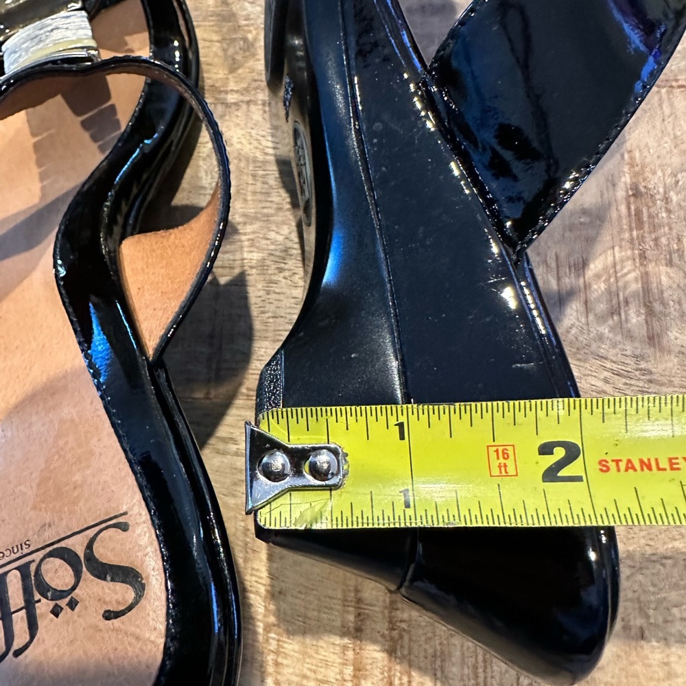 ⭐️⭐️ Sofft Anita Sandals 8M Wedge Slide Slip On Black Patent Leather Open Toe - Picture 6 of 10